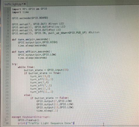 traffic light code in python