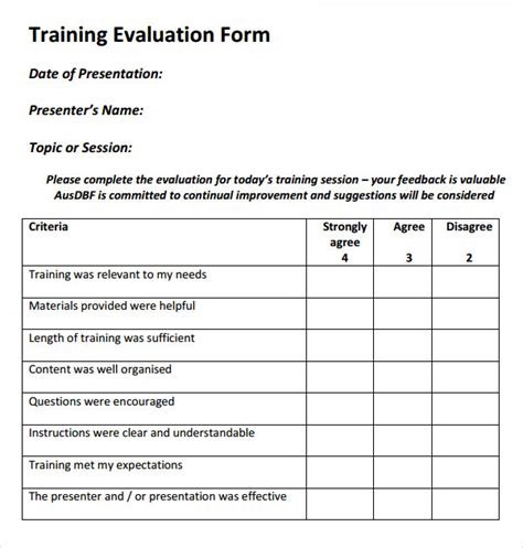 Training Evaluation
