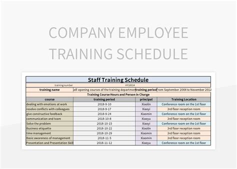 training plan excel sheet