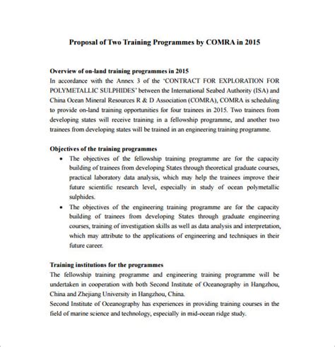 training plan proposal example
