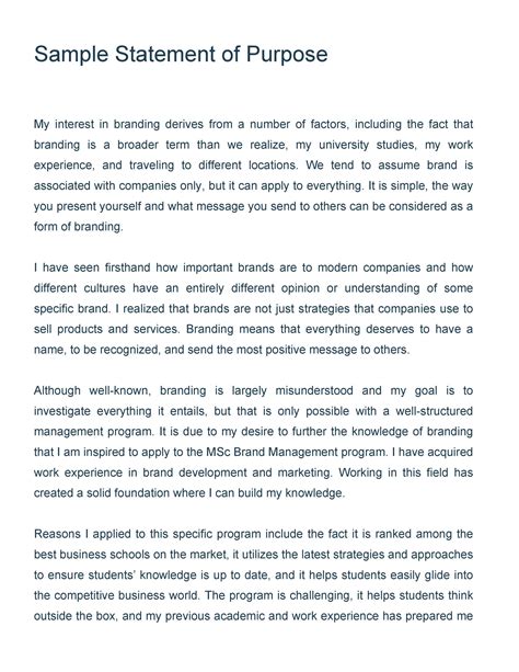 training purpose statement examples
