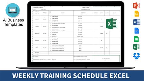 training schedule excel template