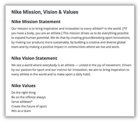 training vision statement examples