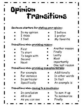 transition words for persuasive writing