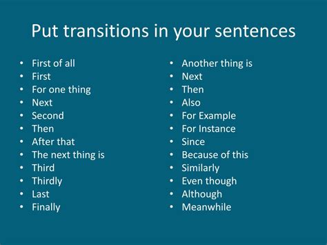 transition words for second body paragraph examples