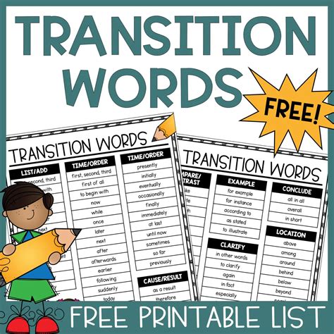 transition words list pdf