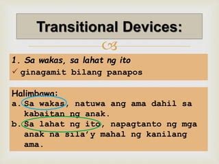 transitional devices examples filipino