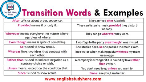 transitional devices examples with sentences