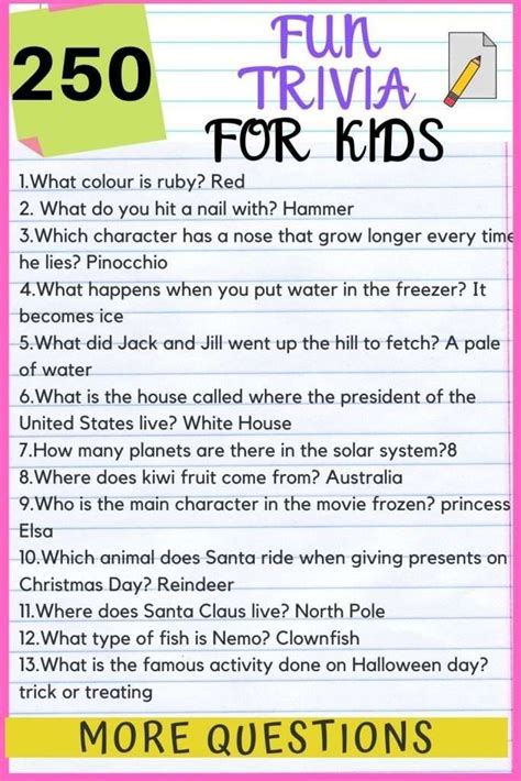 trivia questions and answers for 11 year olds