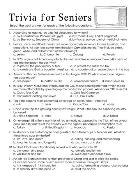trivia questions and answers for seniors