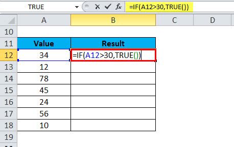 true formula in excel with example