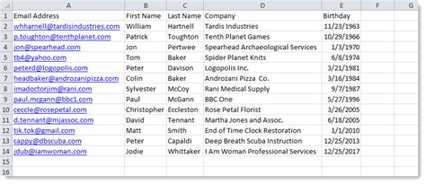 turn excel spreadsheet into contact list