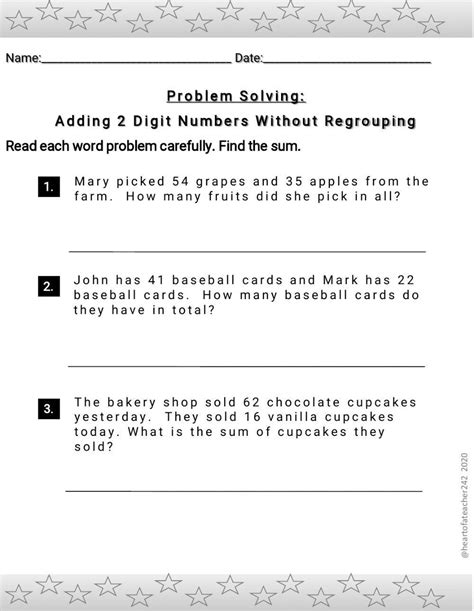 two digit addition word problems without regrouping