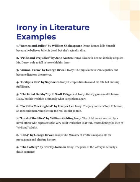 two examples of irony in literature