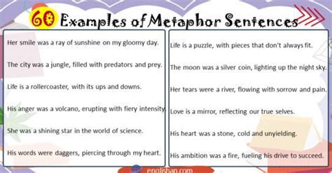 two examples of metaphor sentences