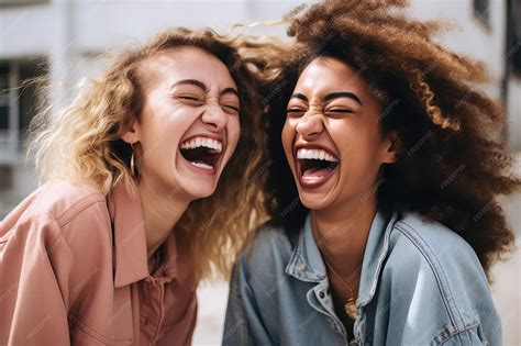Two friends laughing together