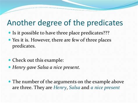 two place predicate examples