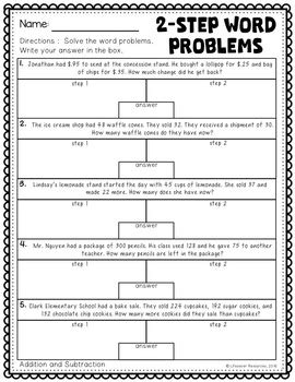 two step word problems addition and subtraction
