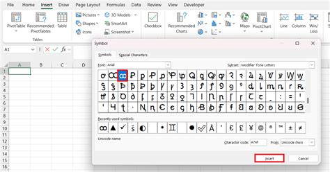 type infinity symbol in excel