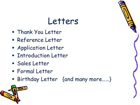 type of letter writing examples