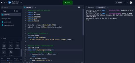 type python code in discord