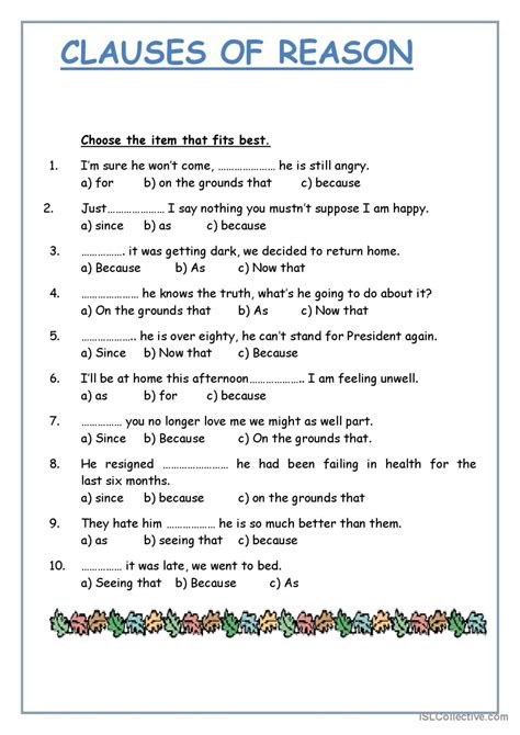 types of clauses exercises with answers pdf class 10