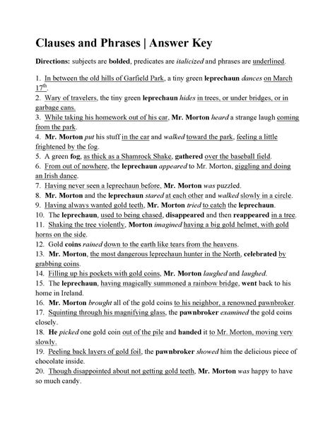 types of clauses quiz with answers