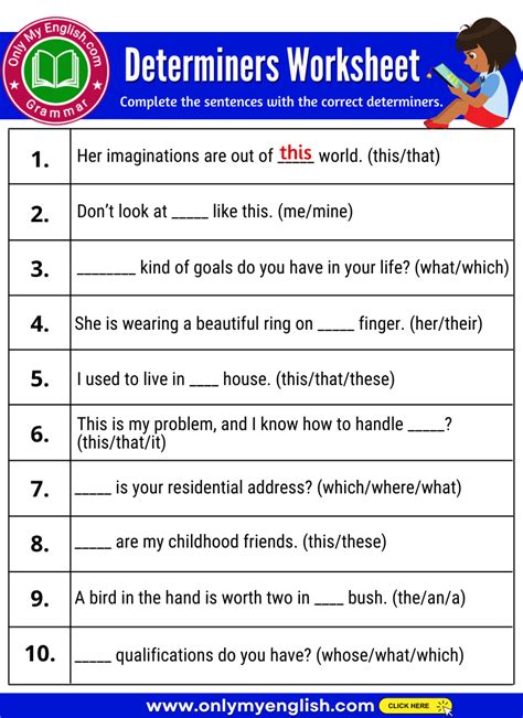 types of determiners exercises with answers pdf