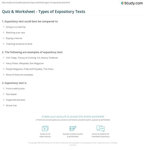 types of expository text quiz
