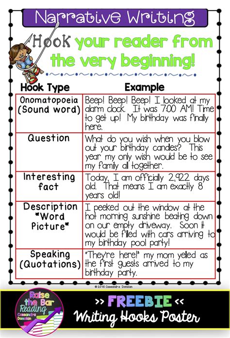 types of hooks for narrative writing