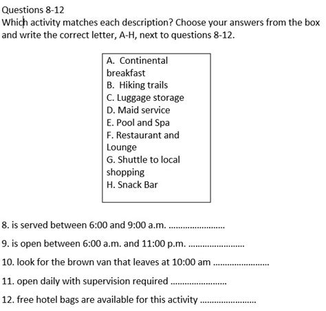 types of matching questions