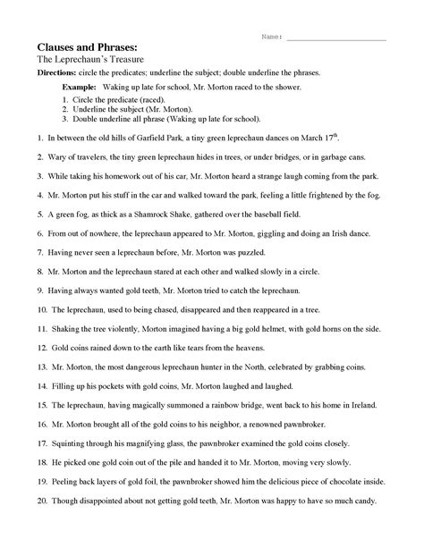types of phrases and clauses exercises with answers pdf