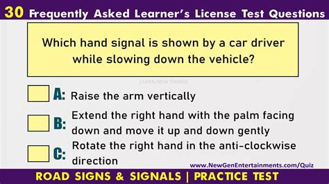 types of questions asked in learning license test