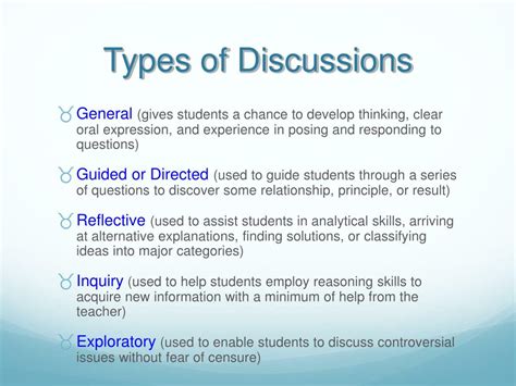 types of questions in classroom discussion