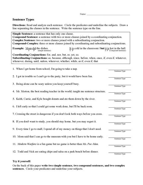 types of sentences according to structure quiz pdf