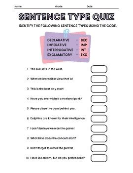 types of sentences quiz declarative interrogative imperative and exclamatory