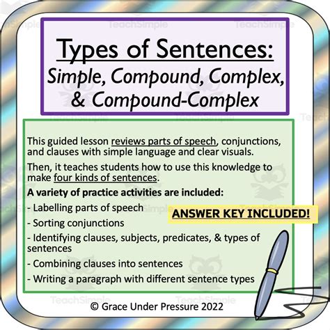 types of sentences simple compound and complex with examples
