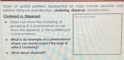types of spatial patterns represented on maps