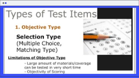 types of test items in assessment with examples