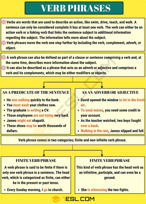 types of verb phrases with examples