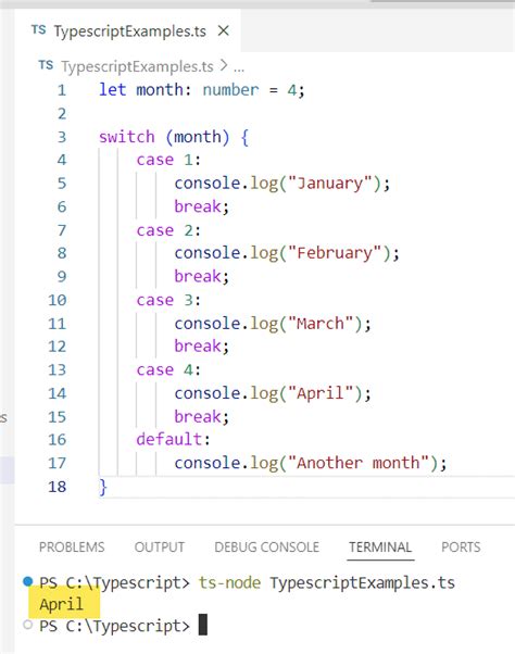 typescript switch case example