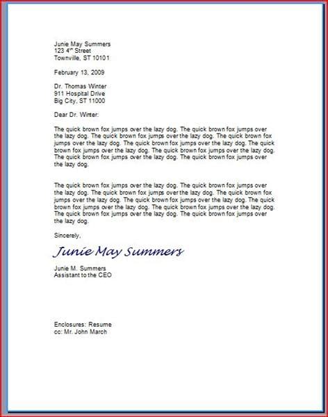 typing professional letter