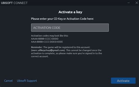ubisoft connect cd key or activation code is not valid