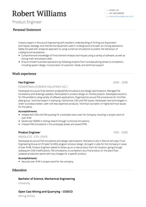uk cv layout examples