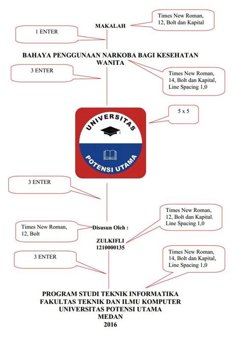 ukuran font buat cover makalah