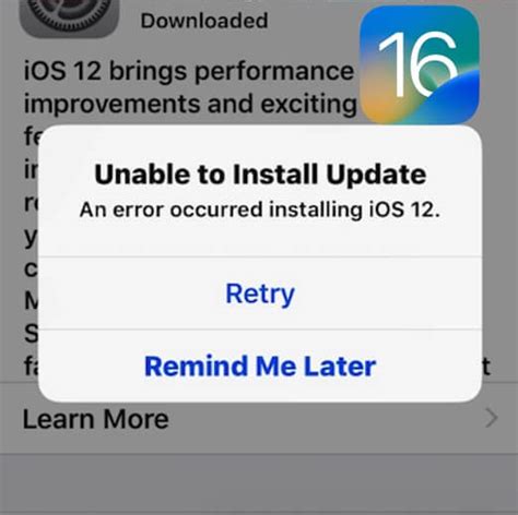 unable to install ios update