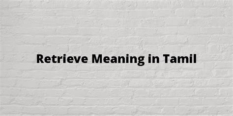 unable to retrieve data meaning in tamil