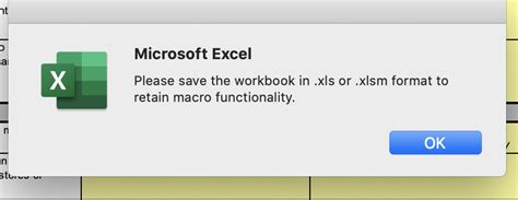 unable to save macro enabled excel file