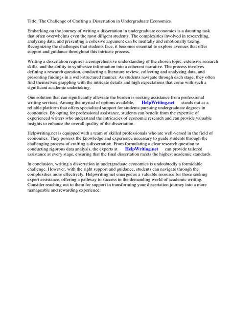 undergraduate economics dissertation examples