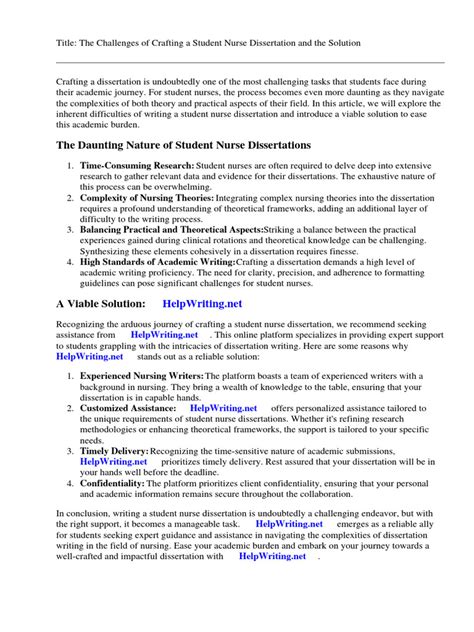 undergraduate nursing dissertation examples pdf